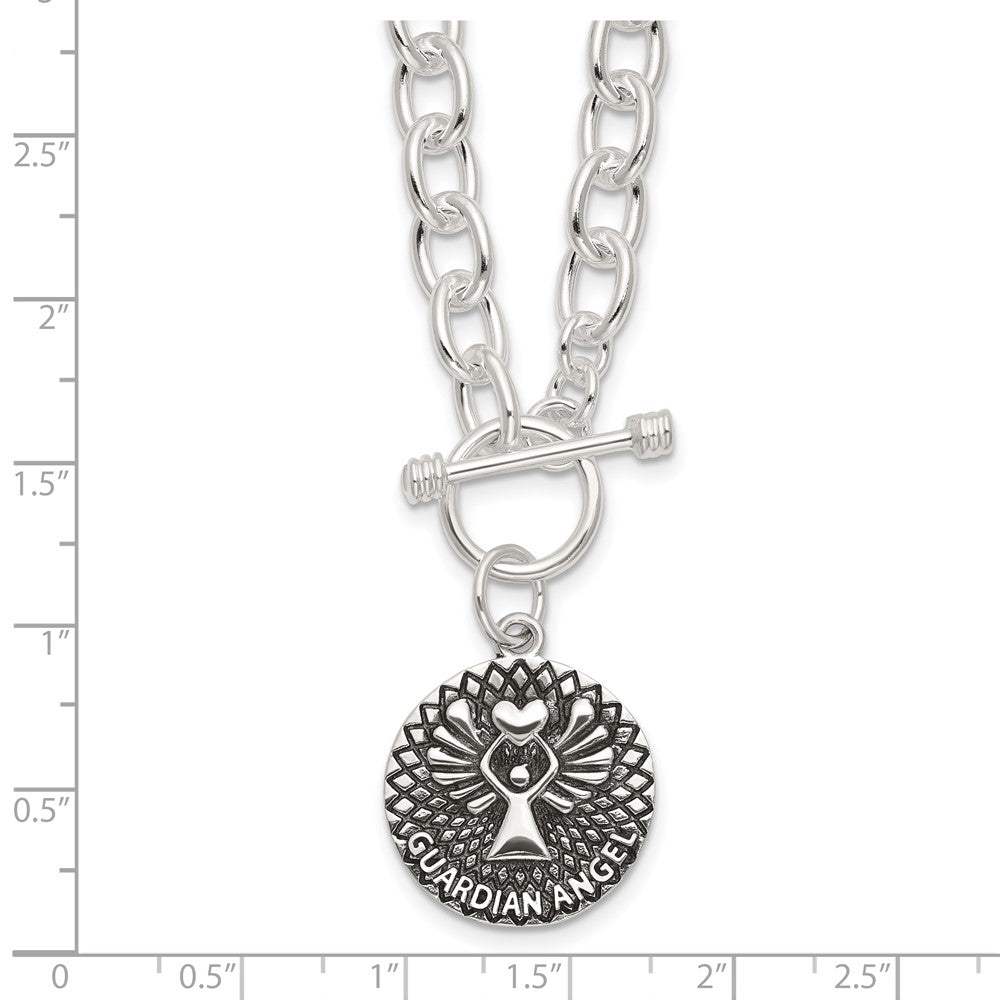 Sterlingsilber Oxidiert Hängend Schutzengel Engel Knebel Verschluss Halskette