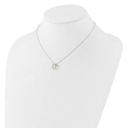 Sterlingsilber Rhodiniert Erzeugt Opal Einlage Kreuz 16 Zoll mit 2 Zoll Verlängerung Halskette