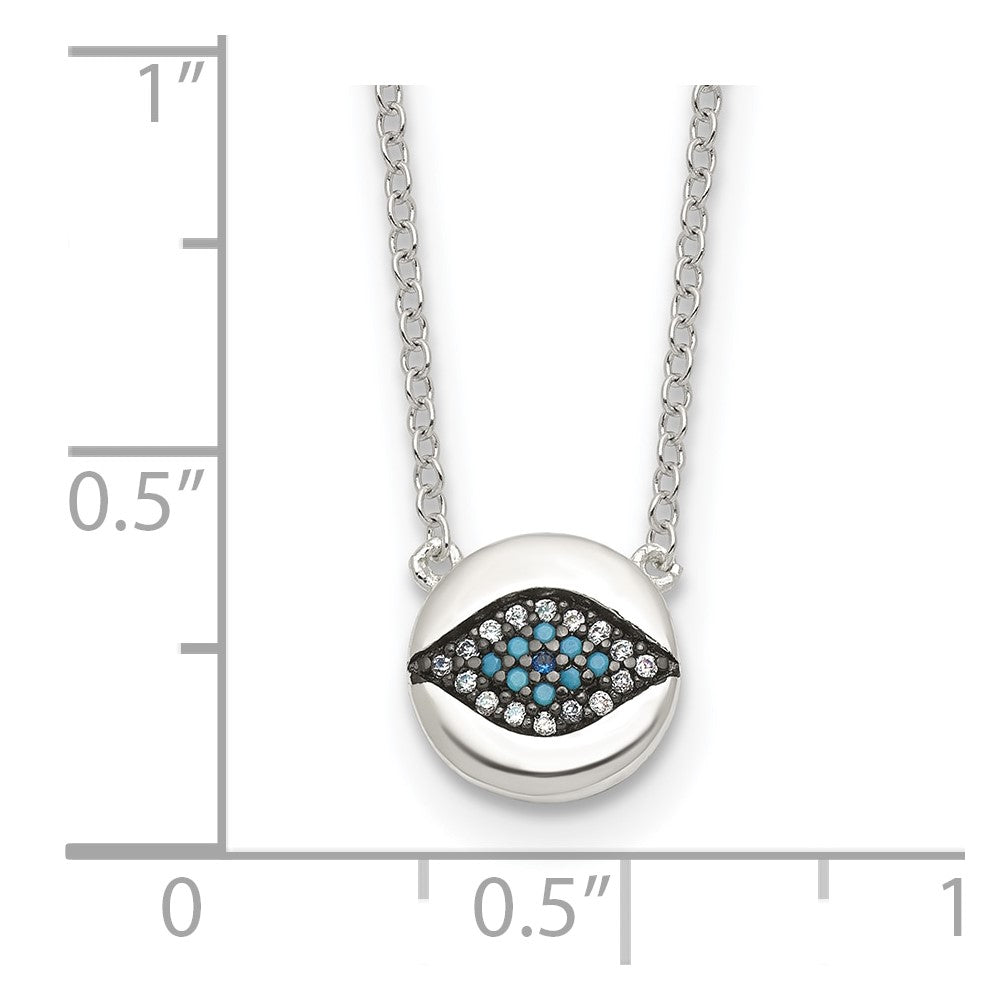 Sterlingsilber Mehrfarbig Zirkonia Böse Auge 16 Zoll mit 2 Zoll Verlängerung Halskette