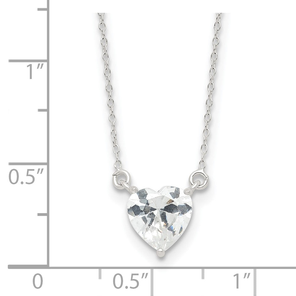 Sterlingsilber Poliert Herz Zirkonia Halskette