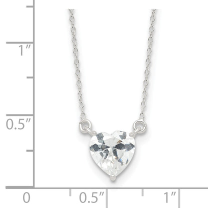 Sterlingsilber Poliert Herz Zirkonia Halskette
