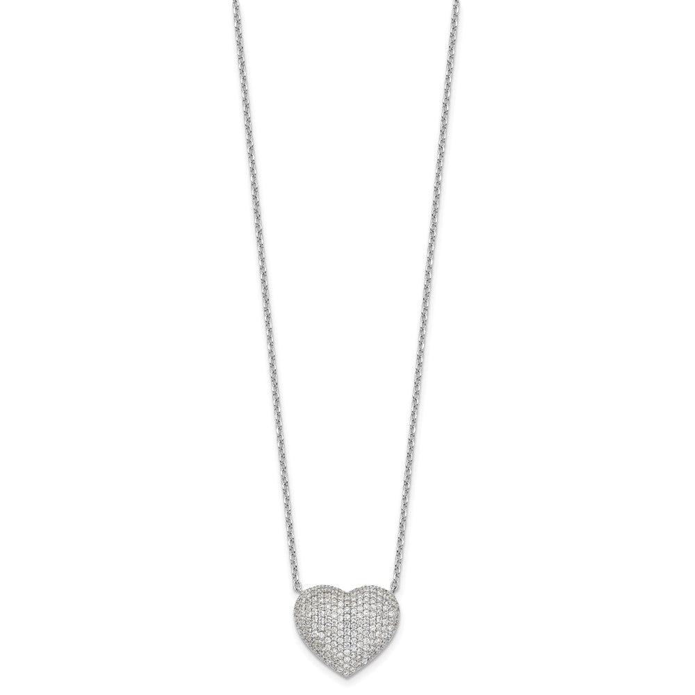 Sterlingsilber Rhodiniert Pavé Zirkonia Herz Halskette