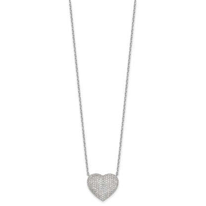 Sterlingsilber Rhodiniert Pavé Zirkonia Herz Halskette