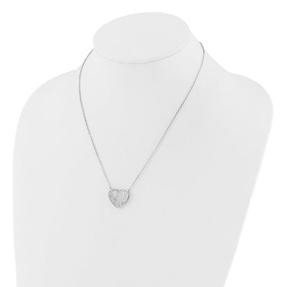 Sterlingsilber Rhodiniert Pavé Zirkonia Herz Halskette