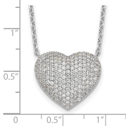 Sterlingsilber Rhodiniert Pavé Zirkonia Herz Halskette