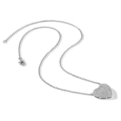 Sterlingsilber Rhodiniert Pavé Zirkonia Herz Halskette