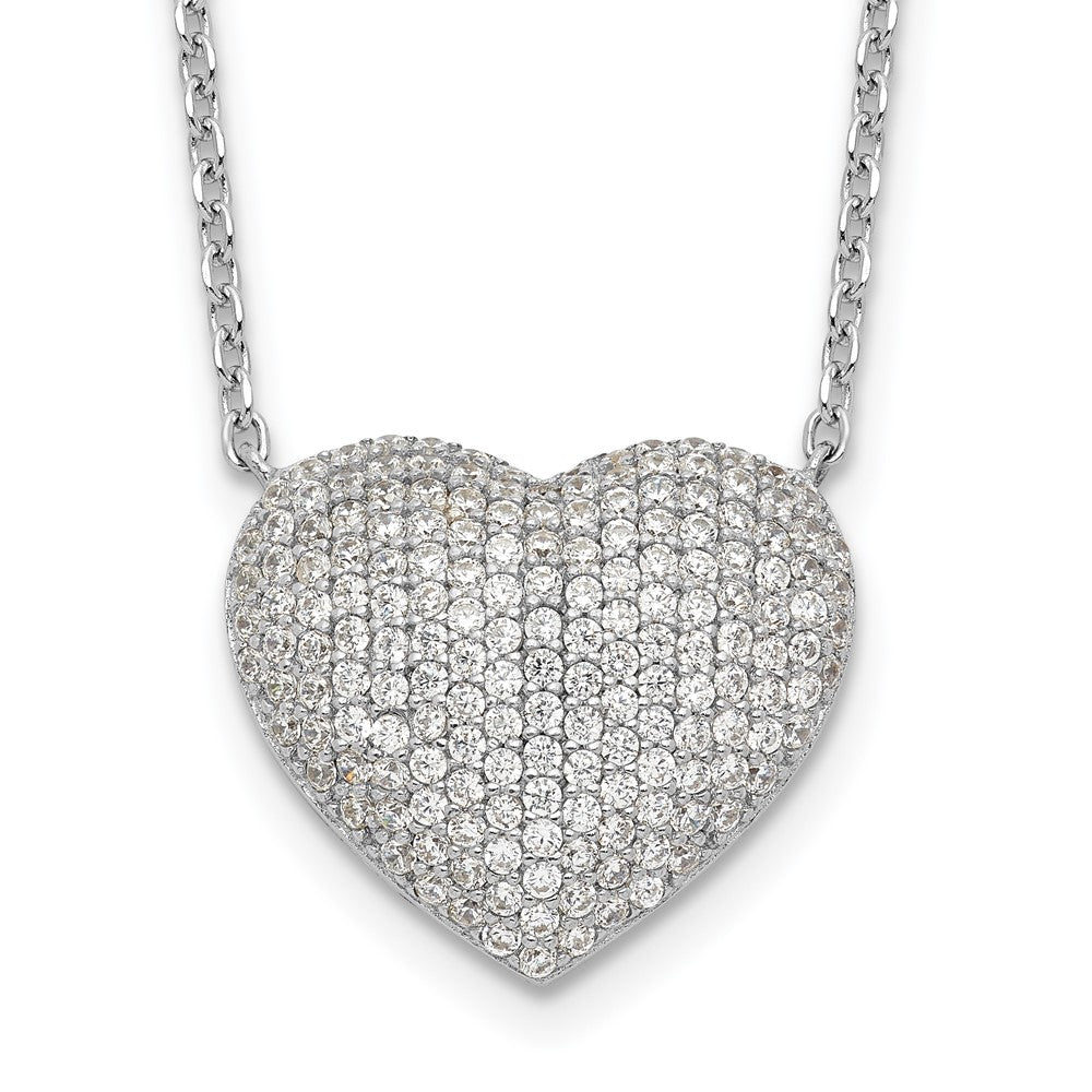 Sterlingsilber Rhodiniert Pavé Zirkonia Herz Halskette