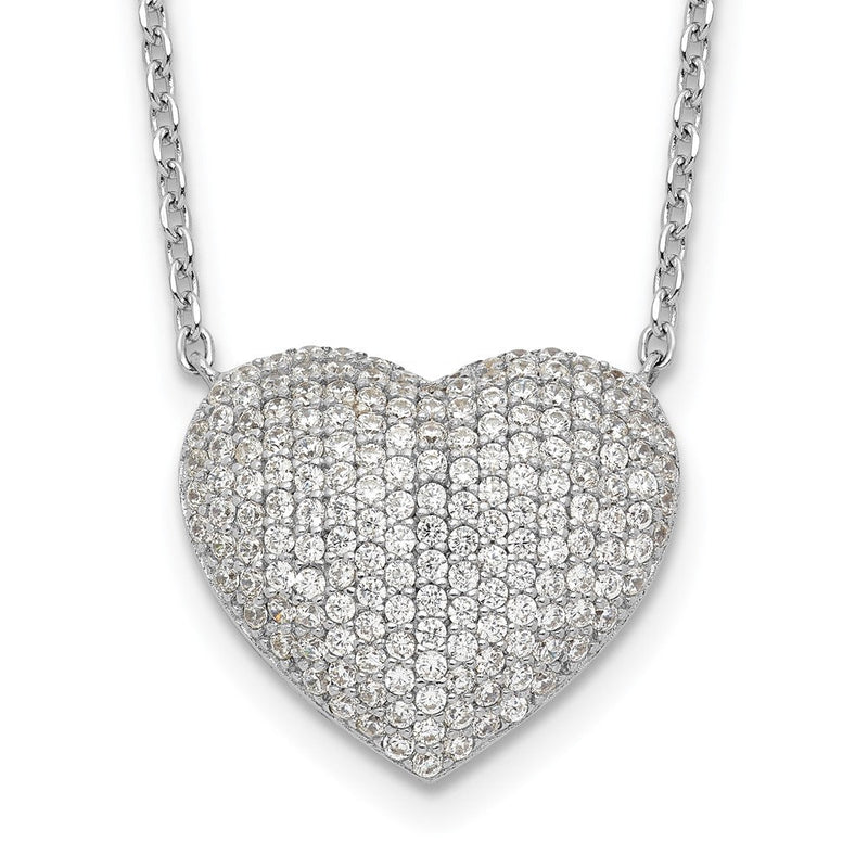 Sterlingsilber Rhodiniert Pavé Zirkonia Herz Halskette