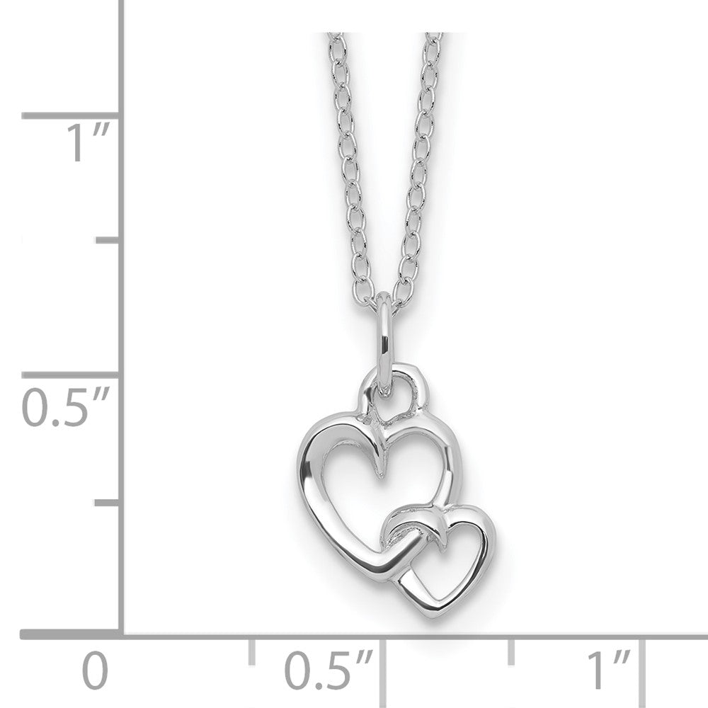Sterlingsilber Rhodiniert Intertwined Herz 16 Zoll mit 2 Zoll Verlängerung Halskette