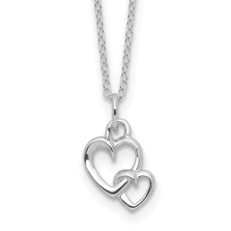 Sterlingsilber Rhodiniert Intertwined Herz 16 Zoll mit 2 Zoll Verlängerung Halskette