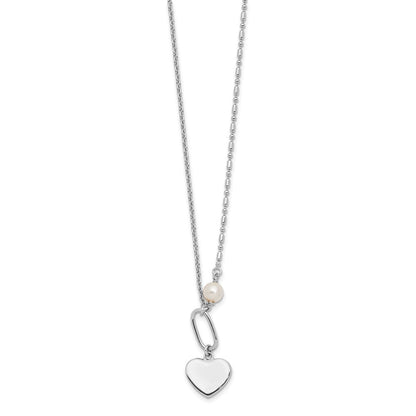 Sterlingsilber Rhodiniert Glas Perle/heart 16 Zoll mit 2 in Verlängerung Halskette