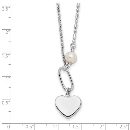 Sterlingsilber Rhodiniert Glas Perle/heart 16 Zoll mit 2 in Verlängerung Halskette