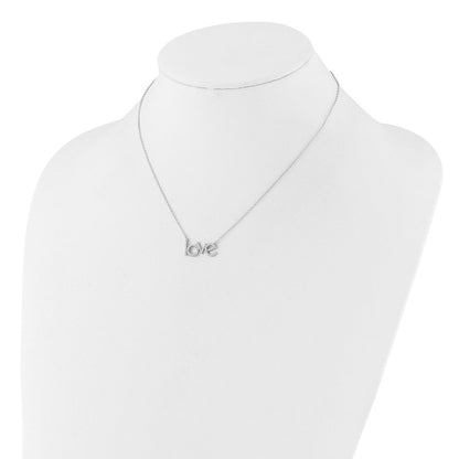 Sterlingsilber Rhodiniert Zirkonia Liebe 16 Zoll mit 1.75 Zoll Verlängerung Halskette