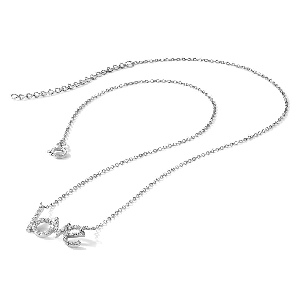 Sterlingsilber Rhodiniert Zirkonia Liebe 16 Zoll mit 1.75 Zoll Verlängerung Halskette