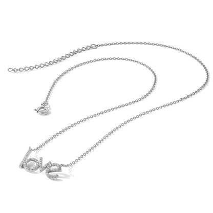Sterlingsilber Rhodiniert Zirkonia Liebe 16 Zoll mit 1.75 Zoll Verlängerung Halskette