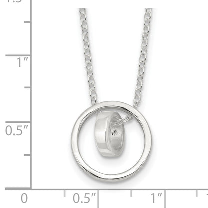 Sterlingsilber E-coating Doppelt Kreis 16 Zoll mit 2 Zoll Verlängerung Halskette