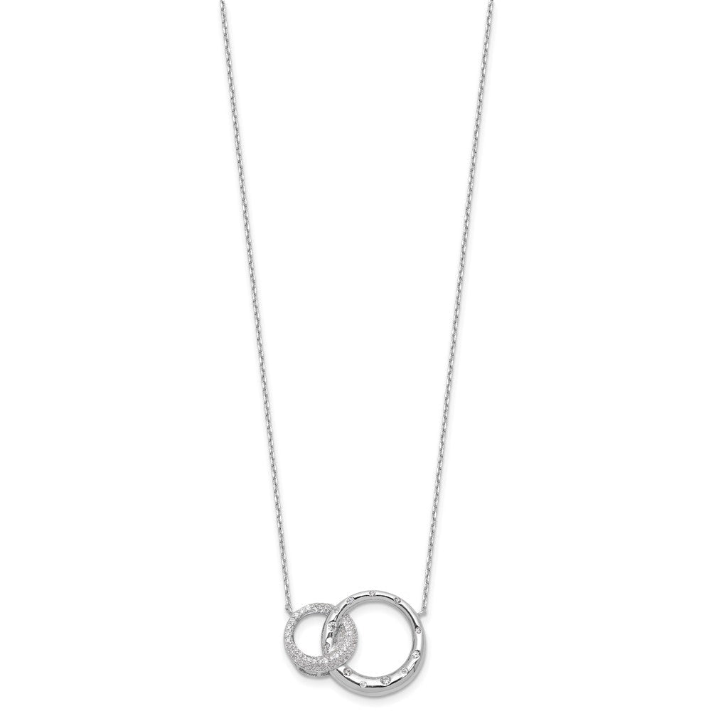 Sterlingsilber Rhodiniert Zirkonia Interlocking Kreise mit 1.75 Zoll Verlängerung Halskette