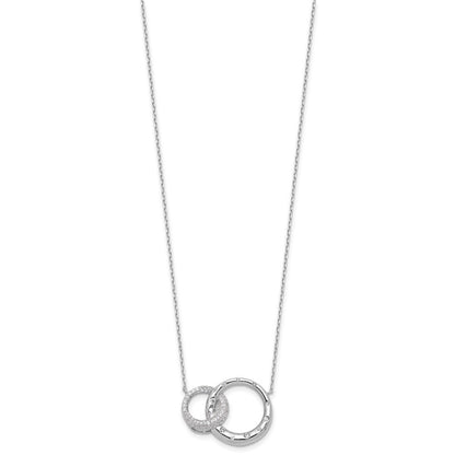 Sterlingsilber Rhodiniert Zirkonia Interlocking Kreise mit 1.75 Zoll Verlängerung Halskette