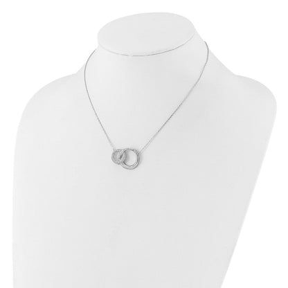 Sterlingsilber Rhodiniert Zirkonia Interlocking Kreise mit 1.75 Zoll Verlängerung Halskette