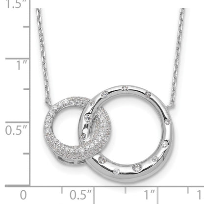 Sterlingsilber Rhodiniert Zirkonia Interlocking Kreise mit 1.75 Zoll Verlängerung Halskette
