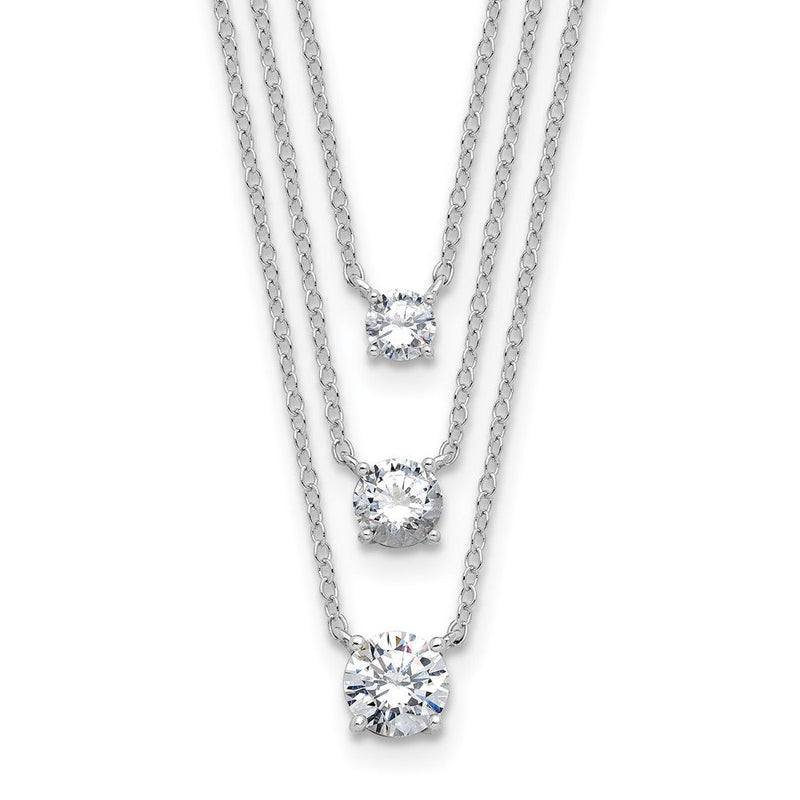 Sterlingsilber Rhodiniert Zirkonia 3-strand 14.5 Zoll mit 2 Zoll Verlängerung Halskette