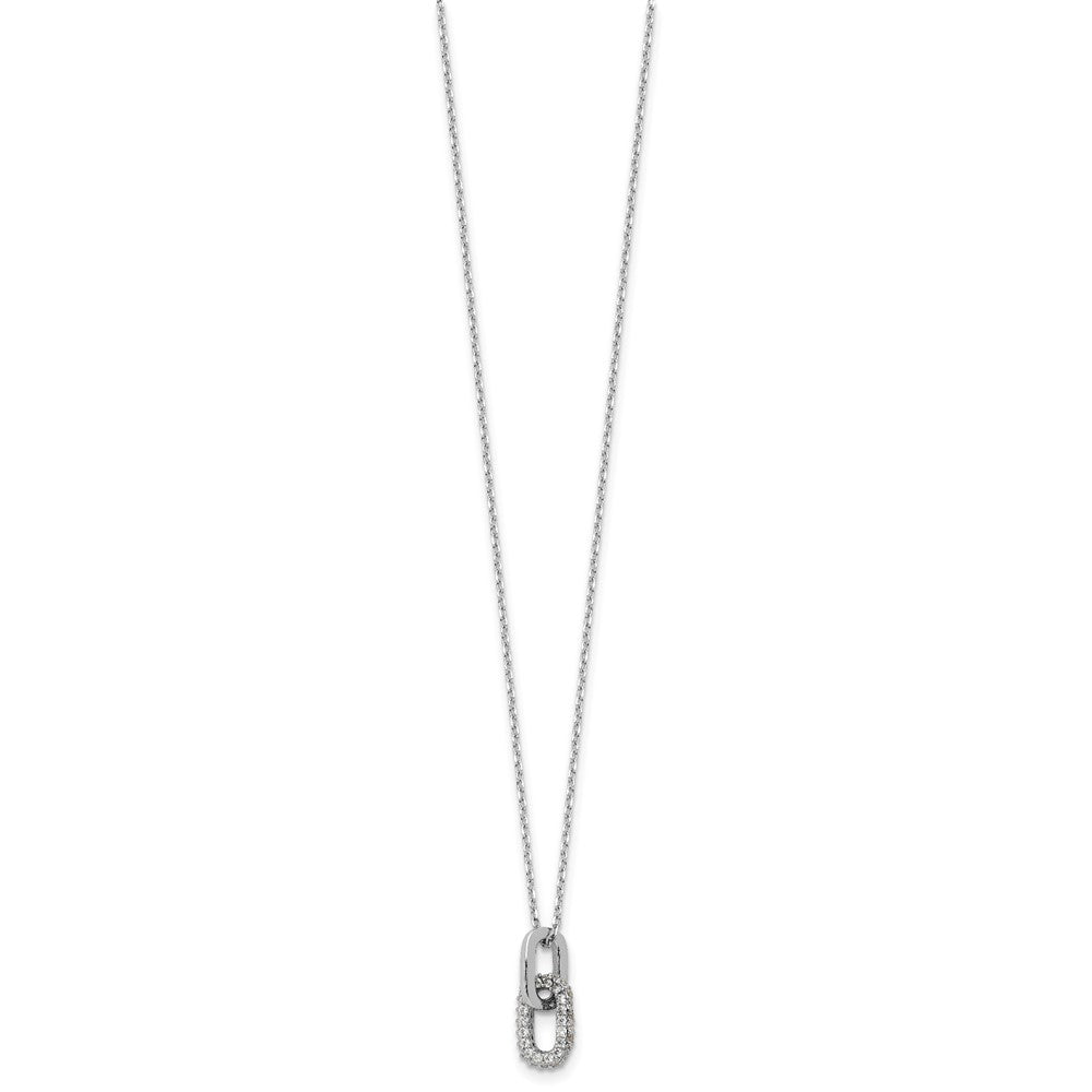 Sterlingsilber Rhodiniert mit Mikro Pavé Zirkonia 16 Zoll mit 2 Zoll Verlängerung Halskette