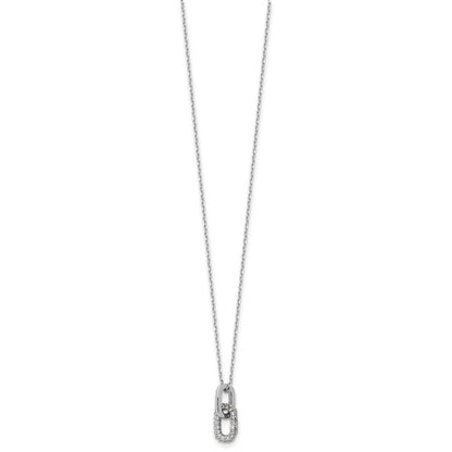 Sterlingsilber Rhodiniert mit Mikro Pavé Zirkonia 16 Zoll mit 2 Zoll Verlängerung Halskette