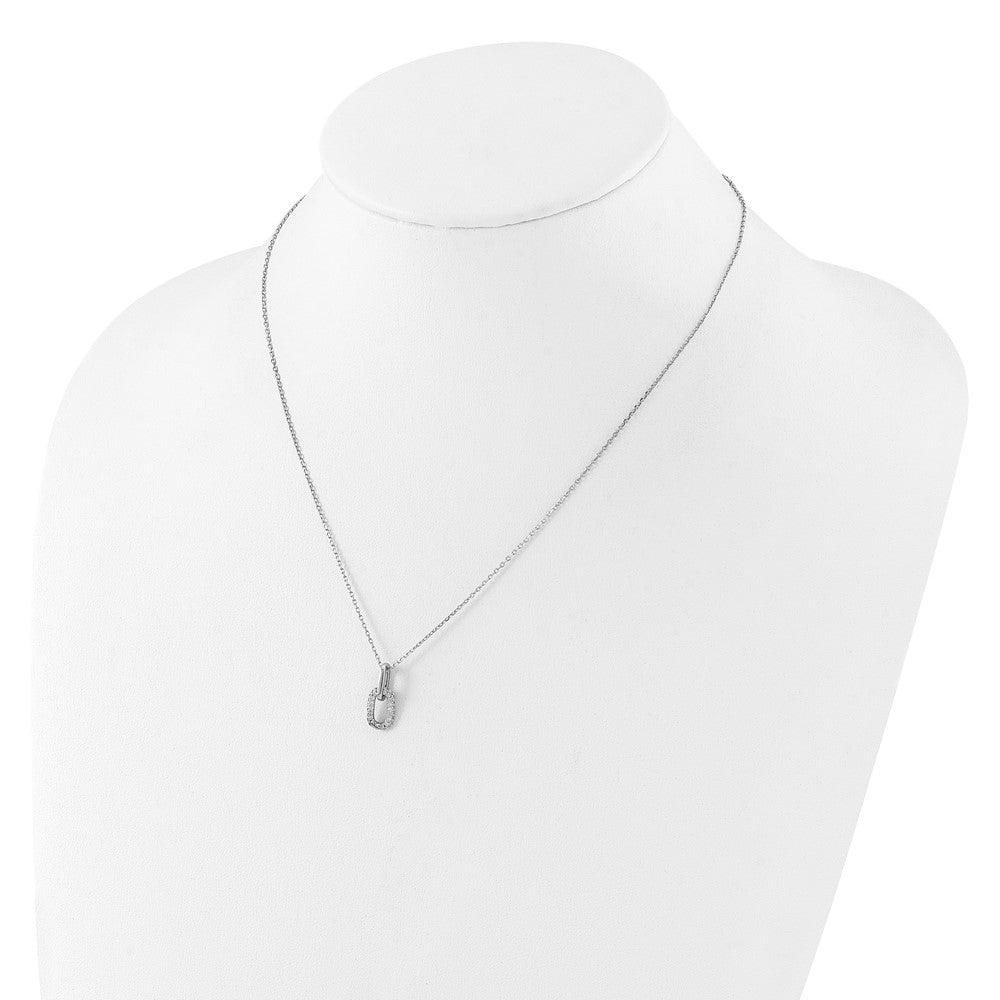 Sterlingsilber Rhodiniert mit Mikro Pavé Zirkonia 16 Zoll mit 2 Zoll Verlängerung Halskette