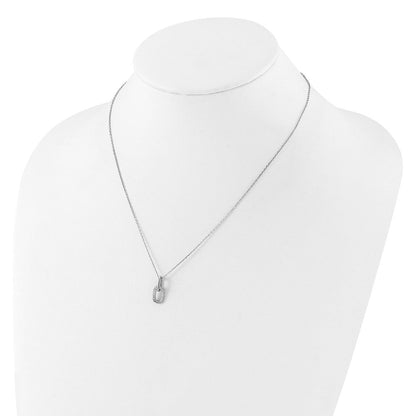 Sterlingsilber Rhodiniert mit Mikro Pavé Zirkonia 16 Zoll mit 2 Zoll Verlängerung Halskette