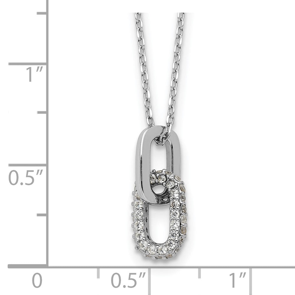 Sterlingsilber Rhodiniert mit Mikro Pavé Zirkonia 16 Zoll mit 2 Zoll Verlängerung Halskette