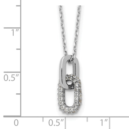 Sterlingsilber Rhodiniert mit Mikro Pavé Zirkonia 16 Zoll mit 2 Zoll Verlängerung Halskette
