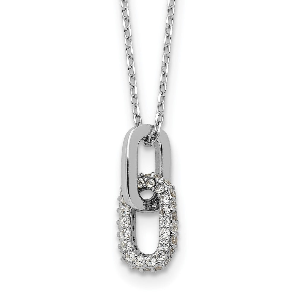 Sterlingsilber Rhodiniert mit Mikro Pavé Zirkonia 16 Zoll mit 2 Zoll Verlängerung Halskette
