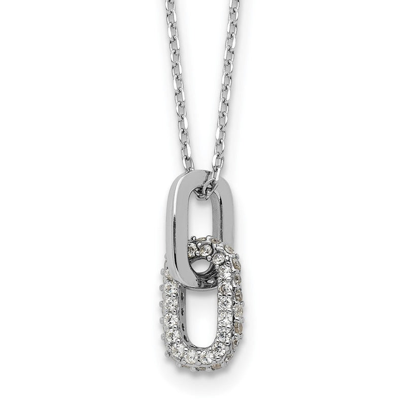 Sterlingsilber Rhodiniert mit Mikro Pavé Zirkonia 16 Zoll mit 2 Zoll Verlängerung Halskette