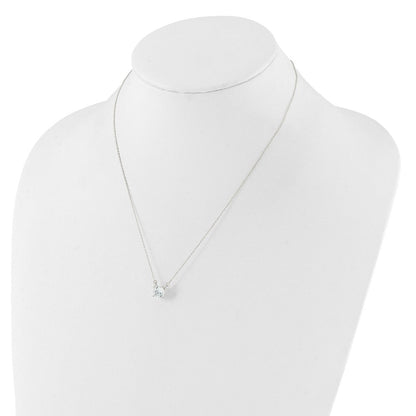 Sterlingsilber Rhodiniert Poliert Rund 8mm Zirkonia Halskette