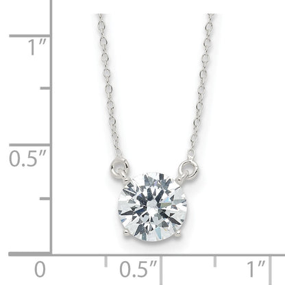 Sterlingsilber Rhodiniert Poliert Rund 8mm Zirkonia Halskette