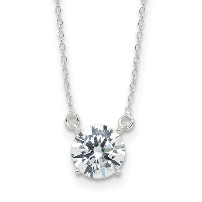 Sterlingsilber Rhodiniert Poliert Rund 8mm Zirkonia Halskette