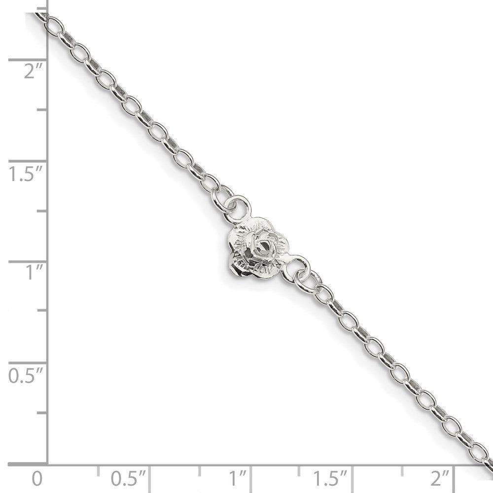 Sterlingsilber Blume Charm Fußkettchen