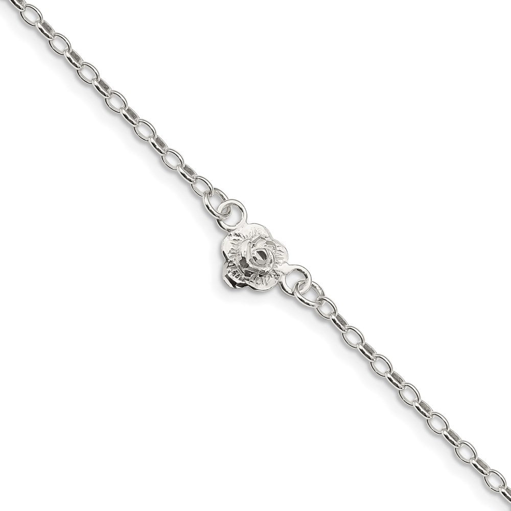 Sterlingsilber Blume Charm Fußkettchen