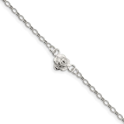 Sterlingsilber Blume Charm Fußkettchen