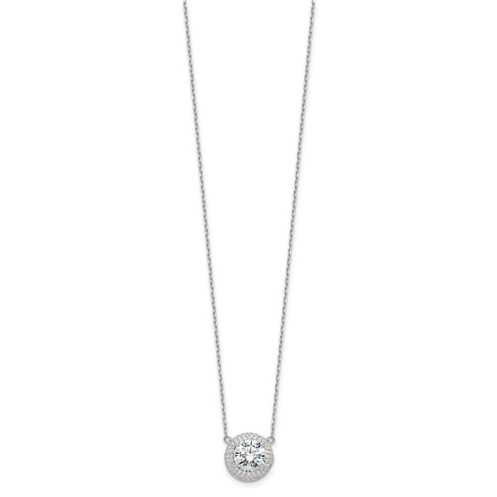 Sterlingsilber Rhodiniert 8mm Zirkonia 16 Zoll mit 2 Zoll Verlängerung. Halskette