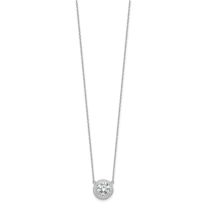 Sterlingsilber Rhodiniert 8mm Zirkonia 16 Zoll mit 2 Zoll Verlängerung. Halskette