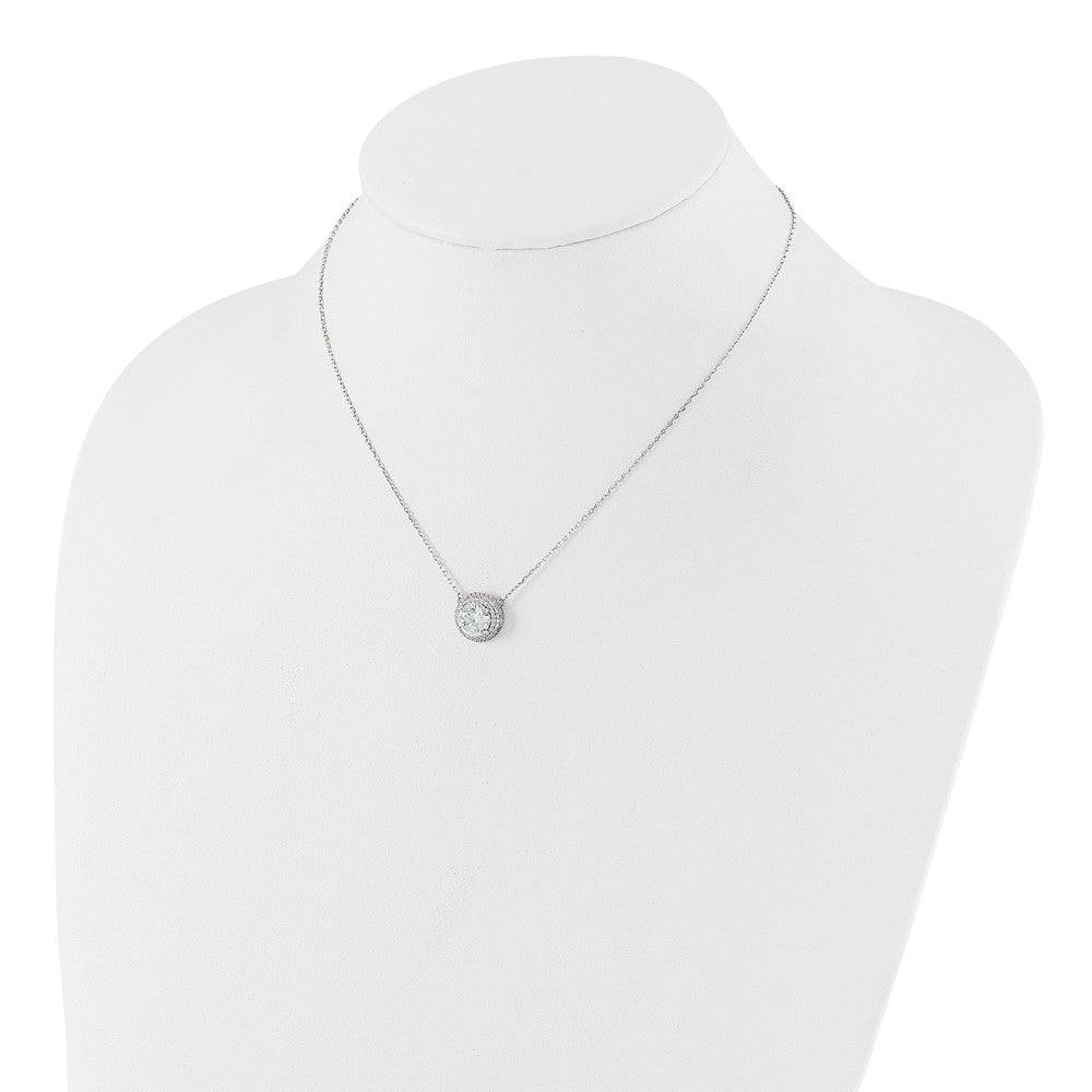 Sterlingsilber Rhodiniert 8mm Zirkonia 16 Zoll mit 2 Zoll Verlängerung. Halskette