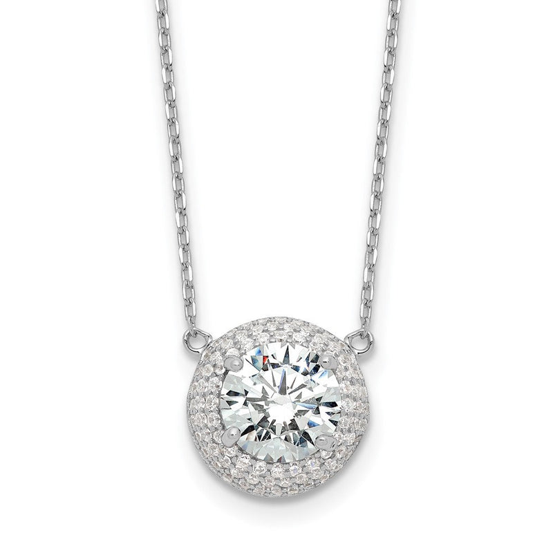 Sterlingsilber Rhodiniert 8mm Zirkonia 16 Zoll mit 2 Zoll Verlängerung. Halskette