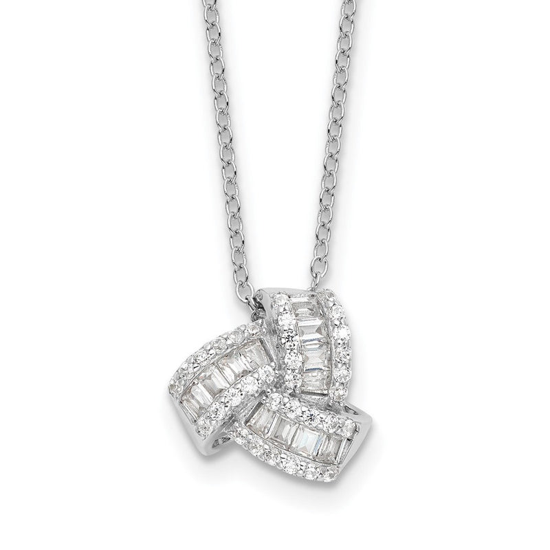 Sterlingsilber Rhodiniert Zirkonia Liebe Knoten 18 Zoll Halskette