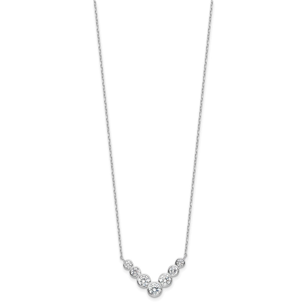 Sterlingsilber Rhodiniert 7 Zargenfassung Set Zirkonia 18 Zoll mit 2 Zoll Verlängerung. Halskette