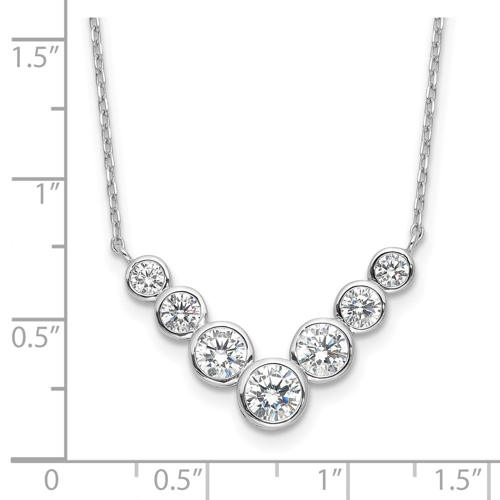 Sterlingsilber Rhodiniert 7 Zargenfassung Set Zirkonia 18 Zoll mit 2 Zoll Verlängerung. Halskette