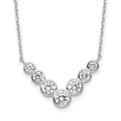 Sterlingsilber Rhodiniert 7 Zargenfassung Set Zirkonia 18 Zoll mit 2 Zoll Verlängerung. Halskette
