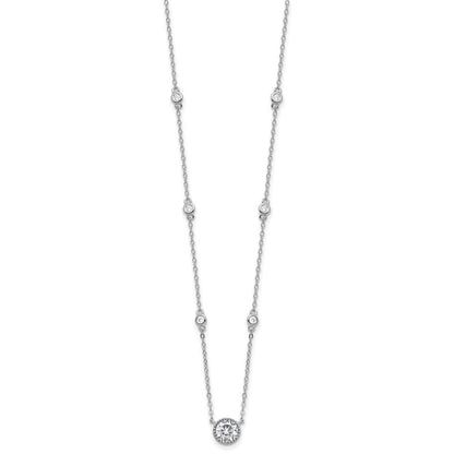 Sterlingsilber Rhodiniert mit Zirkonia Stations 16 Zoll mit 2 Zoll Verlängerung Halskette