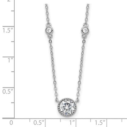 Sterlingsilber Rhodiniert mit Zirkonia Stations 16 Zoll mit 2 Zoll Verlängerung Halskette