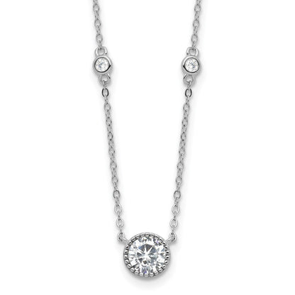 Sterlingsilber Rhodiniert mit Zirkonia Stations 16 Zoll mit 2 Zoll Verlängerung Halskette